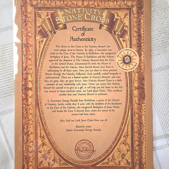 Nativity Stone Cross Necklace w/Authentication Certificate - Picture 12 of 16